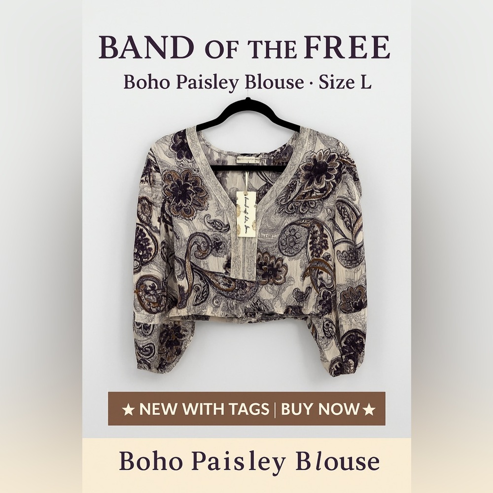 NWT Band of the Free Paisley Boho Top | Balloon Sleeves | Festival Blous… - Picture 1 of 8